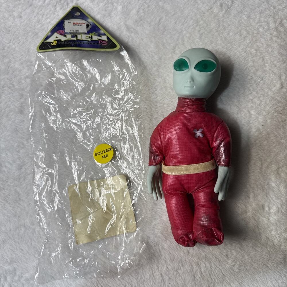 Gemmy Glow In The Dark Talking Alien & Bag 1996 KB Toys Tag Needs Battery
